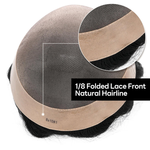 Generisk hårsystem for menn toupee fin mono hårstykke europeisk menneskehår erstatning npu hud rundt toupee for menn (5# middels lysebrun, 8x10 ""-120% middels lys til middels tetthet)