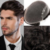 Sveitsisk blonder toupee for menn hårpiece europeisk humanhair erstatningssystem blonder front menn toupee blekemiddelnot hårstykke (310# mørkebrun med 10% grå, 8x10 "-100% lys med-lys tetthet)