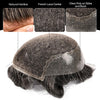 Sveitsisk blonder toupee for menn hårstykke europeisk humanhair erstatningssystem blonder front menn toupee blekepåde hårstykke. (320# mørkebrun med 20% grå, 6x8 "-100% lysmed-lys-tetthet)