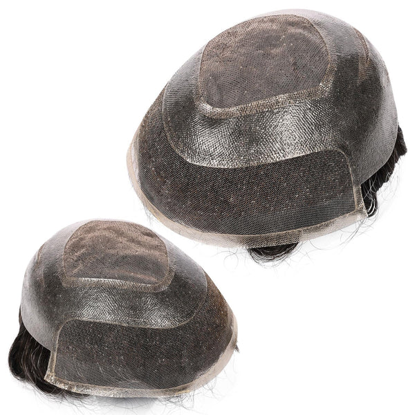 Mens toupee menneskehårstykker parykker Holdbare hårerstatningssystemer for menn parykker fin mono
