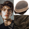 Generisk hårsystem for menn toupee fin mono hårstykke europeisk menneskehår erstatning npu hud rundt toupee for menn (5# middels lysebrun, 8x10 ""-120% middels lys til middels tetthet)
