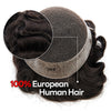 Toupee for menn hår erstatningssystemer menn hårsystemer fransk blonder herre toupee menneske hår stykke blekede knop kort bølget (1b# av svart, 6x9-100% middels lys til middels tetthet)