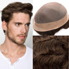 Generisk hårsystem for menn toupee fin mono hårstykke europeisk menneskehår erstatning npu hud rundt toupee for menn (5# middels lysebrun, 8x10 ""-120% middels lys til middels tetthet)