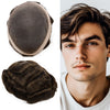 Generisk hårsystem for menn toupee fin mono hårstykke europeisk menneskehår erstatning npu hud rundt toupee for menn (5# middels lysebrun, 8x10 ""-120% middels lys til middels tetthet)