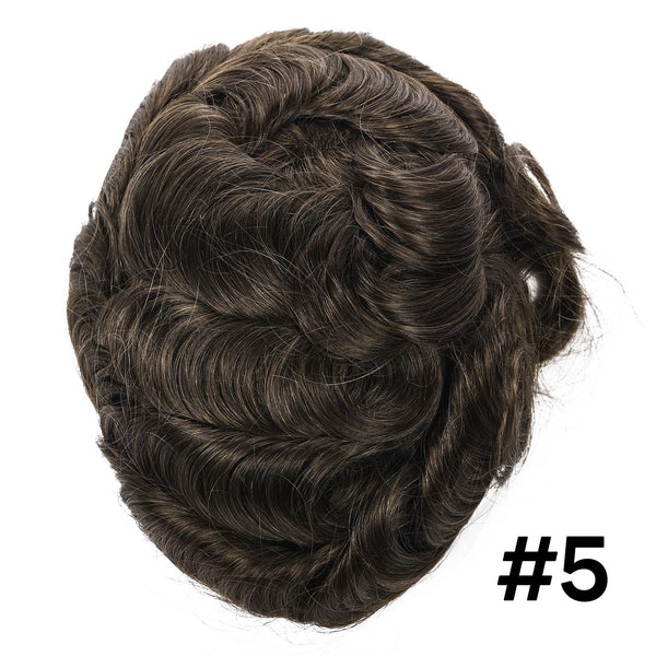 Generisk toupee for menn hårsystem fransk blonder front herre toupee europeisk menneskehår stykke fint mono hår erstatningssystem (1b# av svart, 8x10 ""-120% middels lys til middels tetthet)
