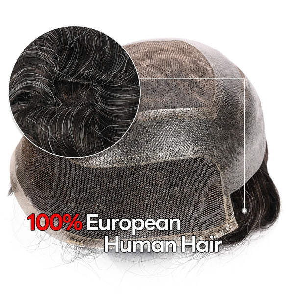 Mens toupee menneskehårstykker parykker Holdbare hårerstatningssystemer for menn parykker fin mono