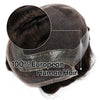 Toupee for menn hår erstatningssystem sveitsisk blonder menn toupee europeisk menneskehår hd blonder hårsystem poly hud pu rundt menn hårstykke. (Nr. 1 Jet Black, 7x9 "-100% Light Med-Light Density)
