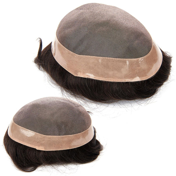 Generisk hårsystem for menn toupee fin mono hårstykke europeisk menneskehår erstatning npu hud rundt toupee for menn (5# middels lysebrun, 8x10 ""-120% middels lys til middels tetthet)