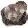 Sveitsisk blonder toupee for menn hårstykke europeisk humanhair erstatningssystem blonder front menn toupee blekepåde hårstykke. (320# mørkebrun med 20% grå, 6x8 "-100% lysmed-lys-tetthet)