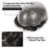 Menn toupee hårsystem menneskehår erstatning for menn 0,04 mm ultra tynn hud toupee for menn v-looped hårstykke (220# mørkest brun med 20% grå, 8x10 "-100% lys med-lys tetthet)