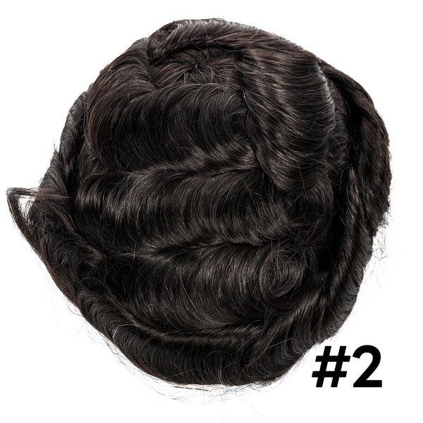 Generisk hårsystem for menn toupee fin mono hårstykke europeisk menneskehår erstatning npu hud rundt toupee for menn (5# middels lysebrun, 8x10 ""-120% middels lys til middels tetthet)