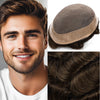 Generisk hårsystem for menn toupee fin mono hårstykke europeisk menneskehår erstatning npu hud rundt toupee for menn (5# middels lysebrun, 8x10 ""-120% middels lys til middels tetthet)