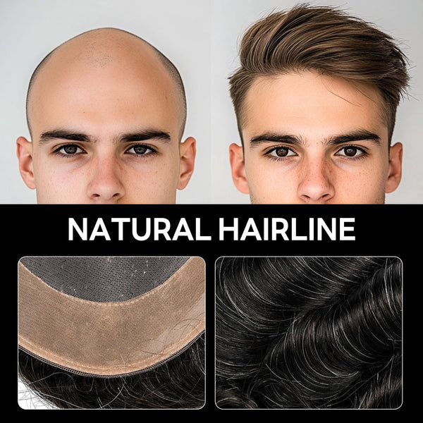 Generisk hårsystem for menn toupee fin mono hårstykke europeisk menneskehår erstatning npu hud rundt toupee for menn (5# middels lysebrun, 8x10 ""-120% middels lys til middels tetthet)