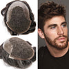 Sveitsisk blonder toupee for menn hårstykke europeisk humanhair erstatningssystem blonder front menn toupee blekepåde hårstykke. (320# mørkebrun med 20% grå, 6x8 "-100% lysmed-lys-tetthet)