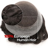 Blavzehair herre toupee sveitsiske blonder hårstykker europeiske humarhair erstatningssystem naturlig hårfestetuppe for menn lemmer med pu menn hårsystem. (1B# av svart, 6 "x9).