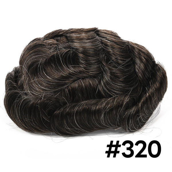 Generisk hårsystem for menn toupee fin mono hårstykke europeisk menneskehår erstatning npu hud rundt toupee for menn (5# middels lysebrun, 8x10 ""-120% middels lys til middels tetthet)