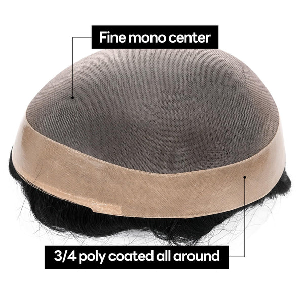 Generisk hårsystem for menn toupee fin mono hårstykke europeisk menneskehår erstatning npu hud rundt toupee for menn (5# middels lysebrun, 8x10 ""-120% middels lys til middels tetthet)