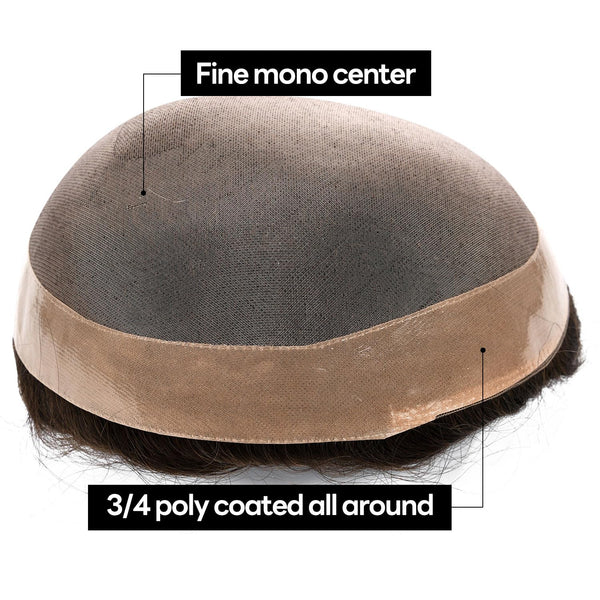 Generisk hårsystem for menn toupee fin mono hårstykke europeisk menneskehår erstatning npu hud rundt toupee for menn (5# middels lysebrun, 8x10 ""-120% middels lys til middels tetthet)