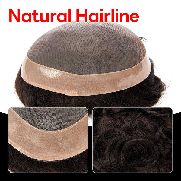 Generisk hårsystem for menn toupee fin mono hårstykke europeisk menneskehår erstatning npu hud rundt toupee for menn (5# middels lysebrun, 8x10 ""-120% middels lys til middels tetthet)