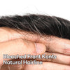 Sveitsisk blonder toupee for menn hårstykke europeisk humanhair erstatningssystem blonder front menn toupee blekepåde hårstykke. (320# mørkebrun med 20% grå, 6x8 "-100% lysmed-lys-tetthet)