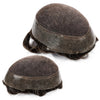 Generisk fransk blonder herre toupee poly pu rundt toupee for menn hår stykke europeisk menneskehår erstatningssystem (17# mørk aske blond, 7x9 ""-120% middels lys til middels tetthet)