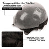 Menn toupee hårsystem menneskehår erstatning for menn 0,04 mm ultra tynn hud toupee for menn v-looped hårstykke (220# mørkest brun med 20% grå, 8x10 "-100% lys med-lys tetthet)