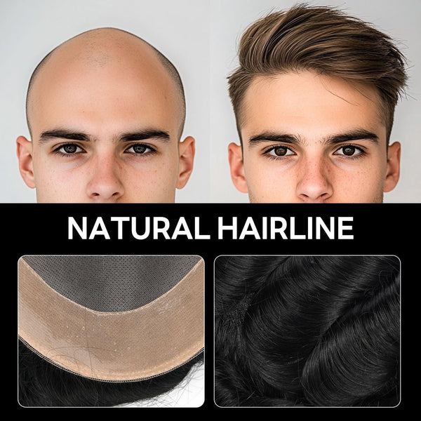 Generisk hårsystem for menn toupee fin mono hårstykke europeisk menneskehår erstatning npu hud rundt toupee for menn (5# middels lysebrun, 8x10 ""-120% middels lys til middels tetthet)