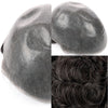 Menn toupee hårsystem menneskehår erstatning for menn 0,04 mm ultra tynn hud toupee for menn v-looped hårstykke (220# mørkest brun med 20% grå, 8x10 "-100% lys med-lys tetthet)