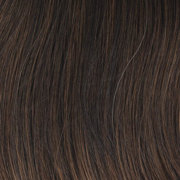 Søt snakk luksuriøs håndbundet hakelengde lagdelt parykk av hairuwear, gjennomsnittlig hette, GL2-6 svart kaffe