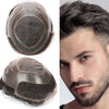 Generisk toupee for menn hårsystem fransk blonder front herre toupee europeisk menneskehår stykke fint mono hår erstatningssystem (1b# av svart, 8x10 ""-120% middels lys til middels tetthet)
