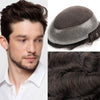 Blavzehair herre toupee sveitsiske blonder hårstykker europeiske humarhair erstatningssystem naturlig hårfestetuppe for menn lemmer med pu menn hårsystem. (1B# av svart, 6 "x9).