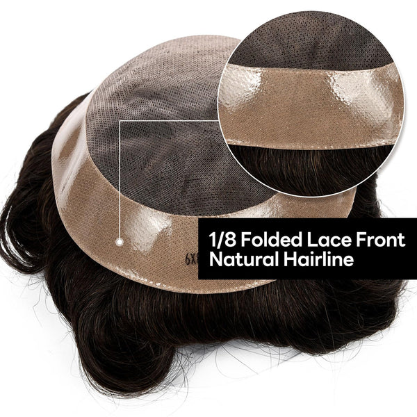 Generisk hårsystem for menn toupee fin mono hårstykke europeisk menneskehår erstatning npu hud rundt toupee for menn (5# middels lysebrun, 8x10 ""-120% middels lys til middels tetthet)