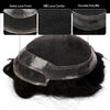 Toupee for menn hår erstatningssystem sveitsisk blonder menn toupee europeisk menneskehår hd blonder hårsystem poly hud pu rundt menn hårstykke. (Nr. 1 Jet Black, 7x9 "-100% Light Med-Light Density)
