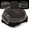 Toupee for menn hår erstatningssystem sveitsisk blonder menn toupee europeisk menneskehår hd blonder hårsystem poly hud pu rundt menn hårstykke. (Nr. 1 Jet Black, 7x9 "-100% Light Med-Light Density)