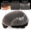 Sveitsisk blonder toupee for menn hårpiece europeisk humanhair erstatningssystem blonder front menn toupee blekemiddelnot hårstykke (310# mørkebrun med 10% grå, 8x10 "-100% lys med-lys tetthet)
