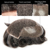 Sveitsisk blonder toupee for menn hårstykke europeisk humanhair erstatningssystem blonder front menn toupee blekepåde hårstykke. (320# mørkebrun med 20% grå, 6x8 "-100% lysmed-lys-tetthet)