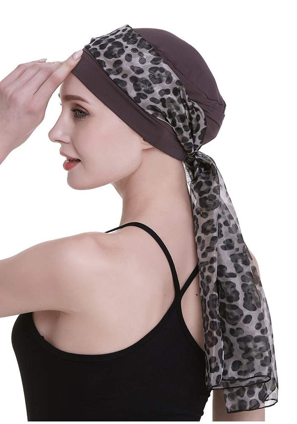 Elegant Chemo Cap With Silky Scarfs For Cancer Women Hair Loss Sleep Beanie