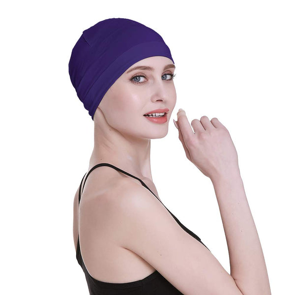 Bamboo Sleep Cap for Hair Loss Home Head Cover for Chemo Women Bike Hard Hat Helmet Liner Cotton Beanie