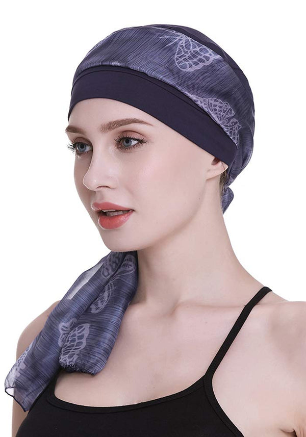 Elegant Chemo Cap With Silky Scarfs For Cancer Women Hair Loss Sleep Beanie