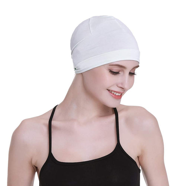 Bamboo Sleep Cap for Hair Loss Home Head Cover for Chemo Women Bike Hard Hat Helmet Liner Cotton Beanie