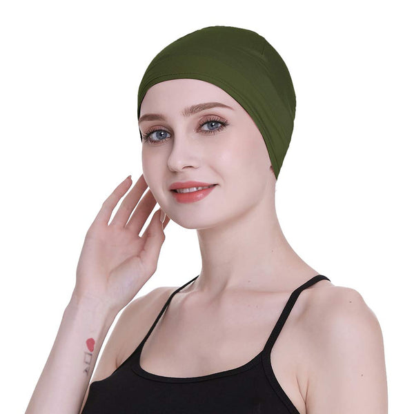 Bamboo Sleep Cap for Hair Loss Home Head Cover for Chemo Women Bike Hard Hat Helmet Liner Cotton Beanie