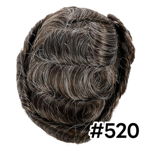 Mens Toupee Human Hair Piece Wigs Replacement System Full Swiss Lace Bleached Knot