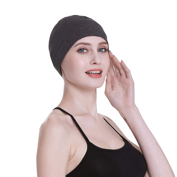 Bamboo Sleep Cap for Hair Loss Home Head Cover for Chemo Women Bike Hard Hat Helmet Liner Cotton Beanie