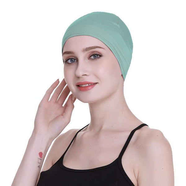 Bamboo Sleep Cap for Hair Loss Home Head Cover for Chemo Women Bike Hard Hat Helmet Liner Cotton Beanie