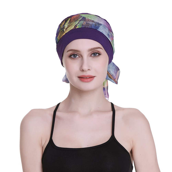Elegant Chemo Cap With Silky Scarfs For Cancer Women Hair Loss Sleep Beanie