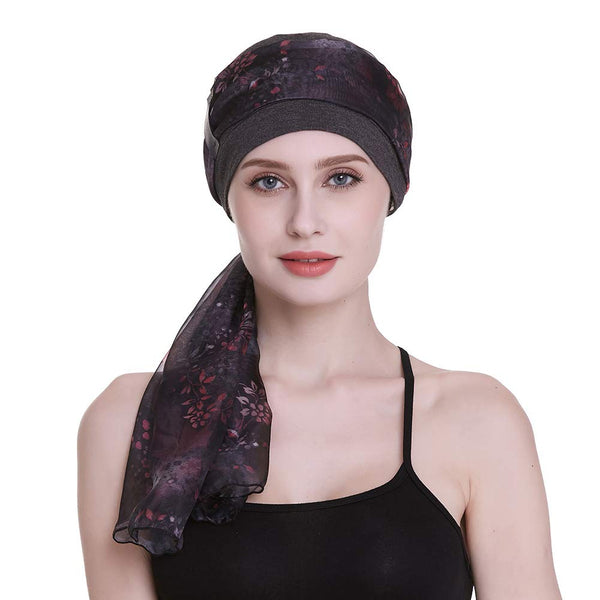 Elegant Chemo Cap With Silky Scarfs For Cancer Women Hair Loss Sleep Beanie