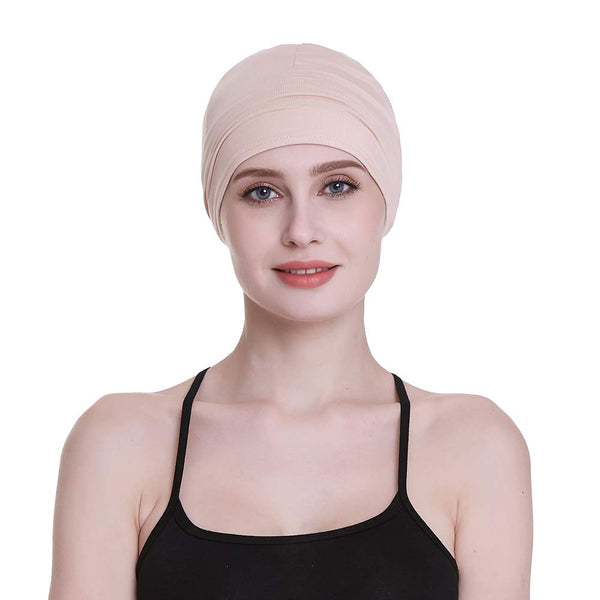 Bamboo Sleep Cap for Hair Loss Home Head Cover for Chemo Women Bike Hard Hat Helmet Liner Cotton Beanie