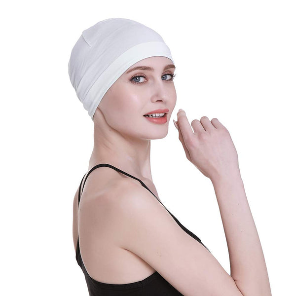 Bamboo Sleep Cap for Hair Loss Home Head Cover for Chemo Women Bike Hard Hat Helmet Liner Cotton Beanie