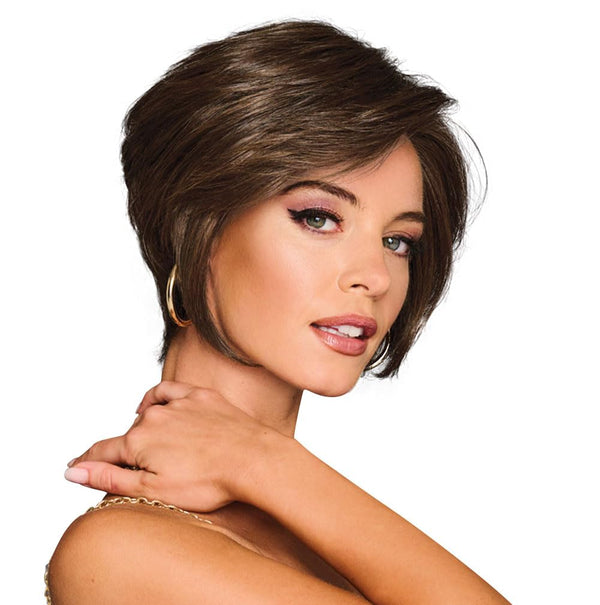GABOR Best In Class Layered Chin-Length Boycut Wig by Hairuwear, Average Cap, GF56-60 Silver