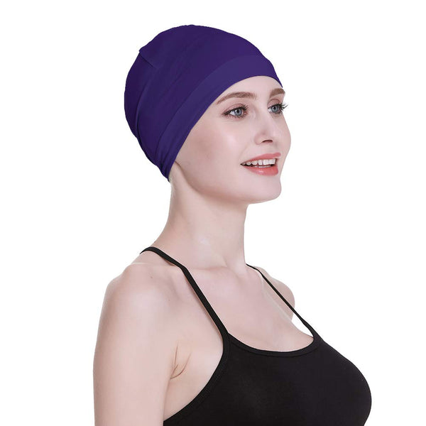 Bamboo Sleep Cap for Hair Loss Home Head Cover for Chemo Women Bike Hard Hat Helmet Liner Cotton Beanie